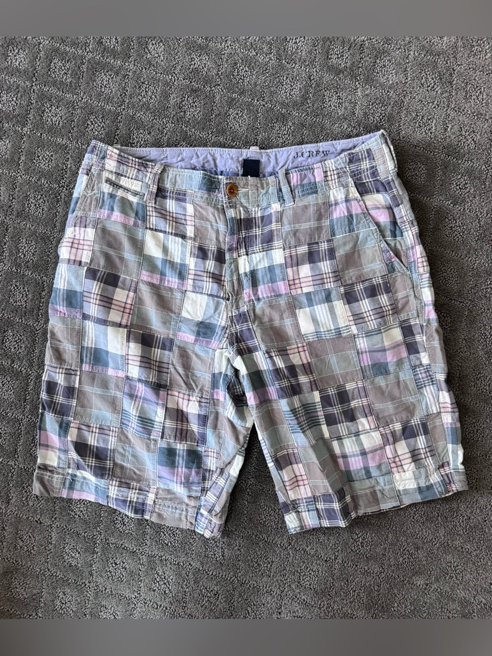 Men's Cotton J.Crew Plaid Patchwork Shorts Size 34w